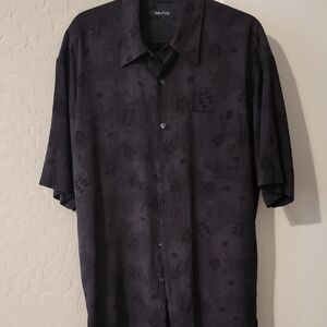 Nautica Black Casual Button Down Shirt with Short Sleeves